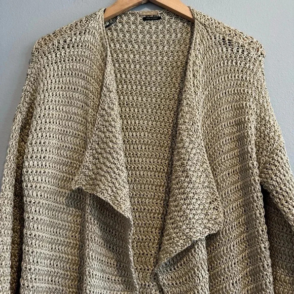 Massimo Dutti Open Knit Cardigan Open Front Beach Boho 3/4 Sleeve L - Picture 3 of 8